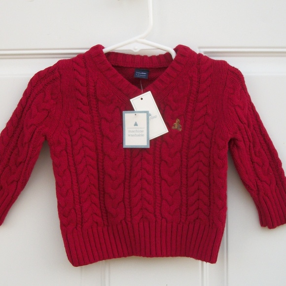 GAP Other - Baby Gap Red Cable Knit Sweater Red V Neck 3-6 mos